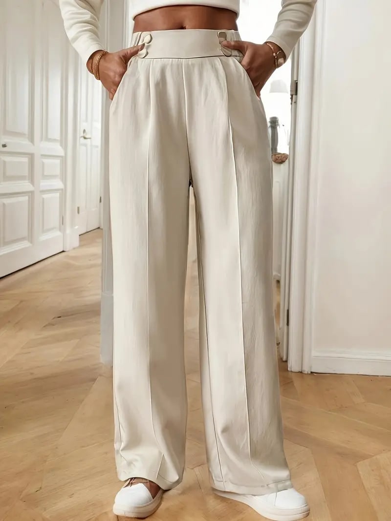 Straight-leg Pants Women's Special-interest Design Solid Color view 7