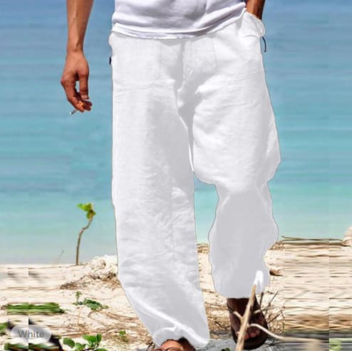 Men's Trousers Summer Drawstring Elastic Waist Beach Pants view 12