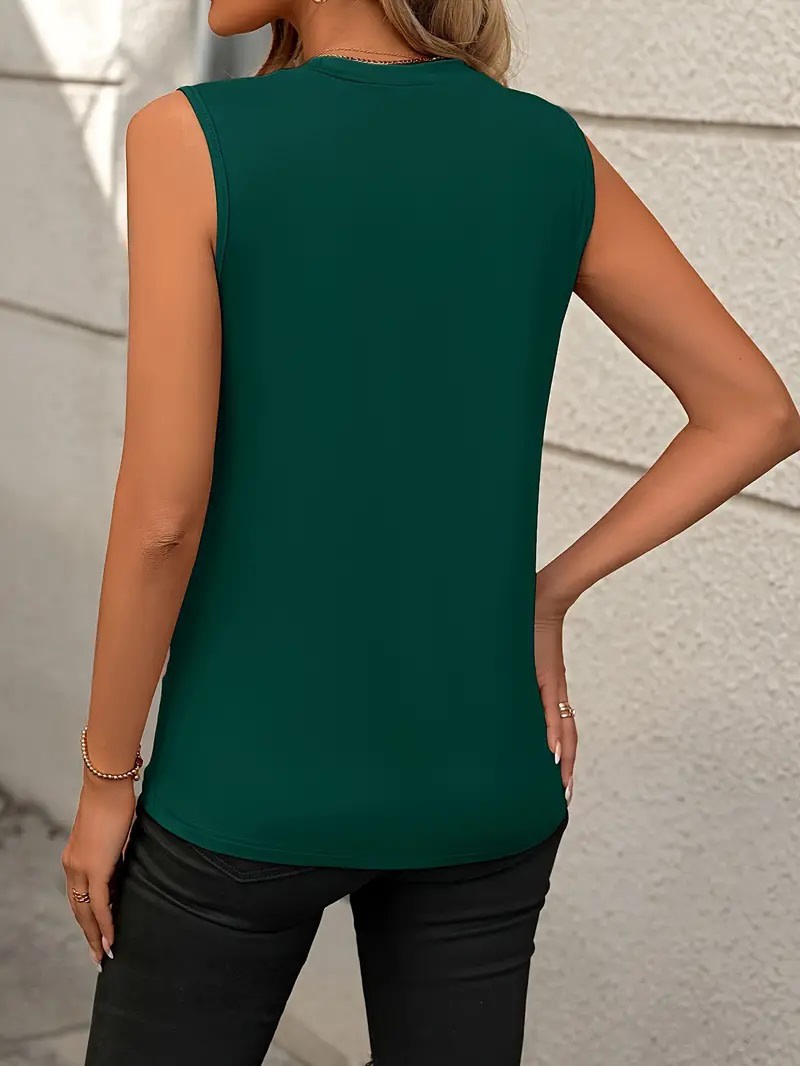 Summer Women's Solid Color Round Neck Sleeveless Loose T-shirt Shirt Vest view 9