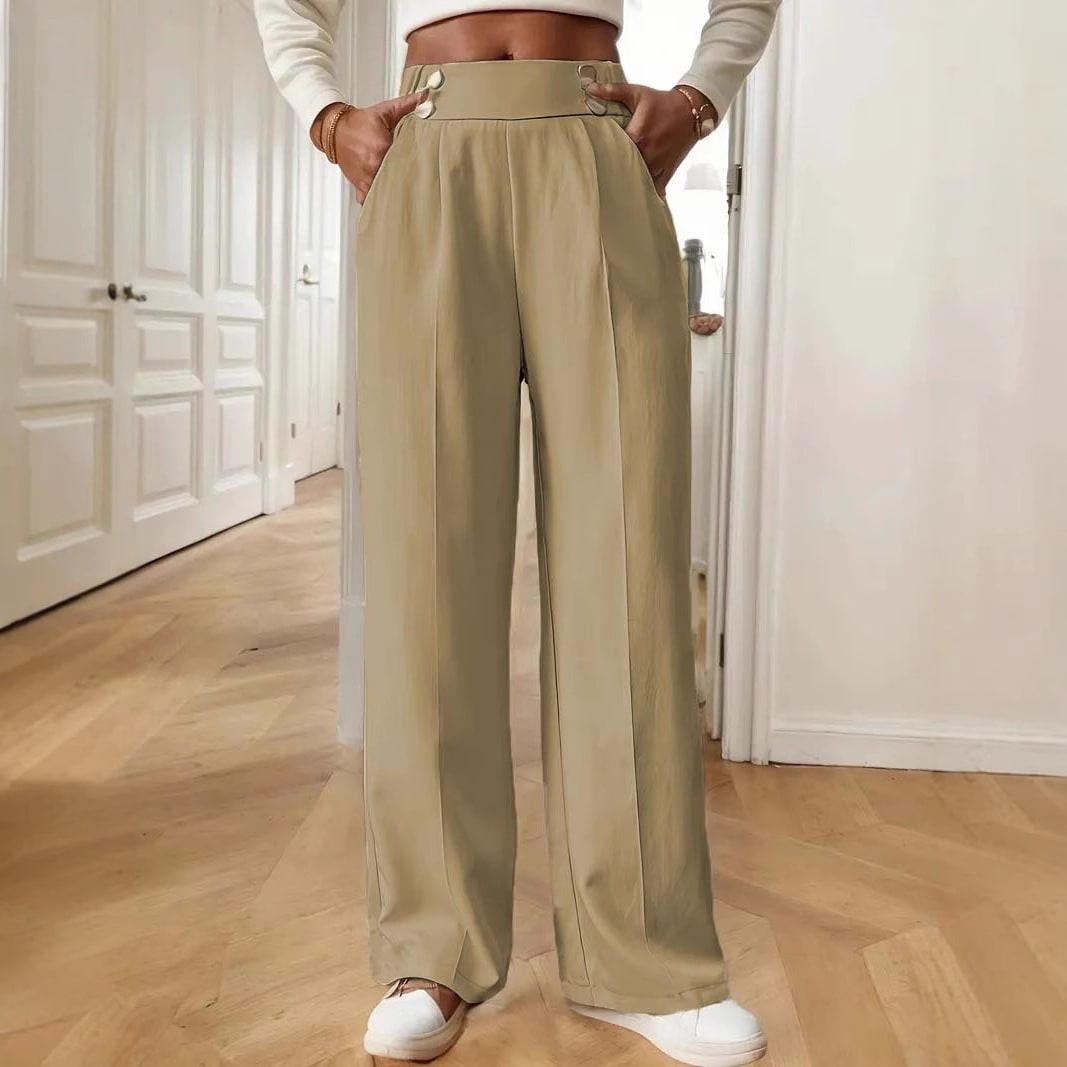 Straight-leg Pants Women's Special-interest Design Solid Color view 9
