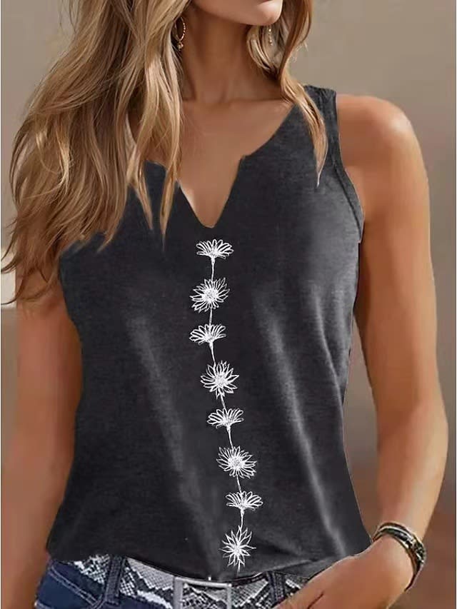 Casual Loose V-neck S Print Sleeveless T-shirt Women view 7