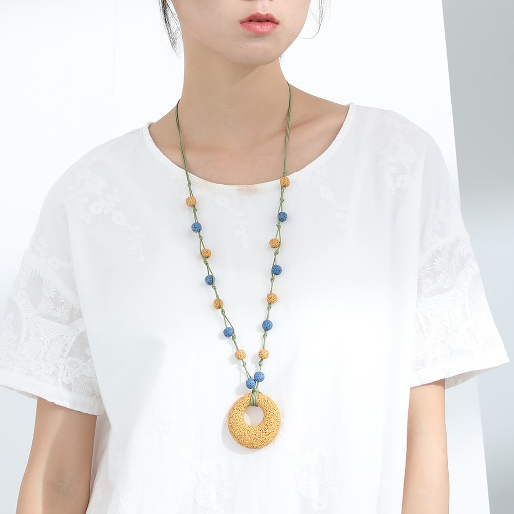 Women's Cotton And Linen Log Alloy Color Necklace Ornament view 6