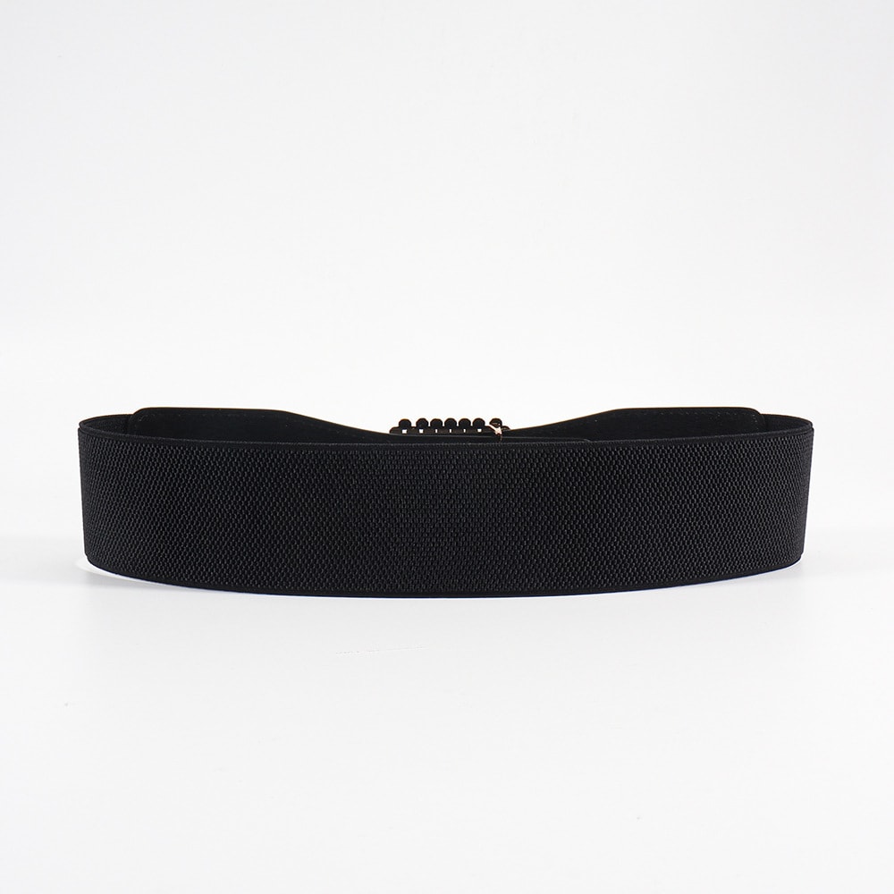 Elastic Female Black Rhinestone Square Buckle Elastic Waistband view 9