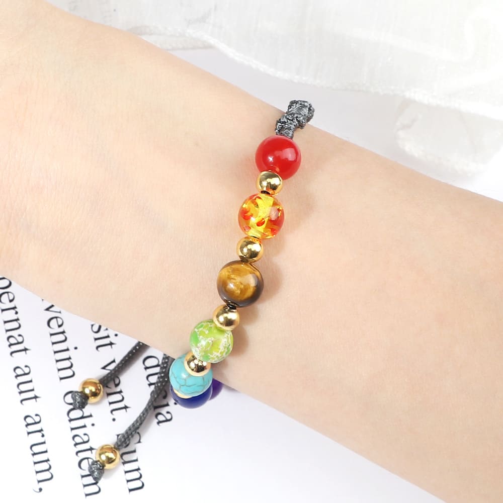 Colorful Stone Beads Bracelet Yoga Woven Hand Strap view 14