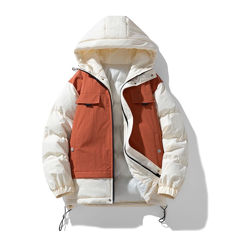 Couple's Winter Cotton-padded Coat Japanese Stitching Hooded Jacket view 2