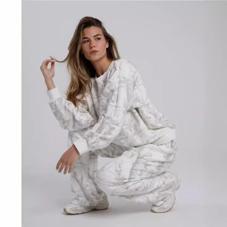 Autumn Winter Two Piece Sets Women Camouflage Hoodie Maple Leaf Print Sweatshirt Suit Sports Hoodie Sportswear view 7
