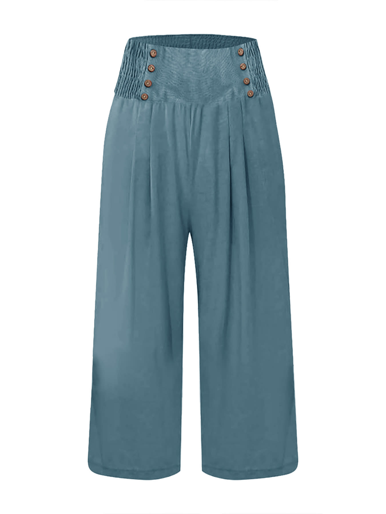Women's Cotton And Linen Solid Color Buttons Loose Casual Cropped Pants view 12