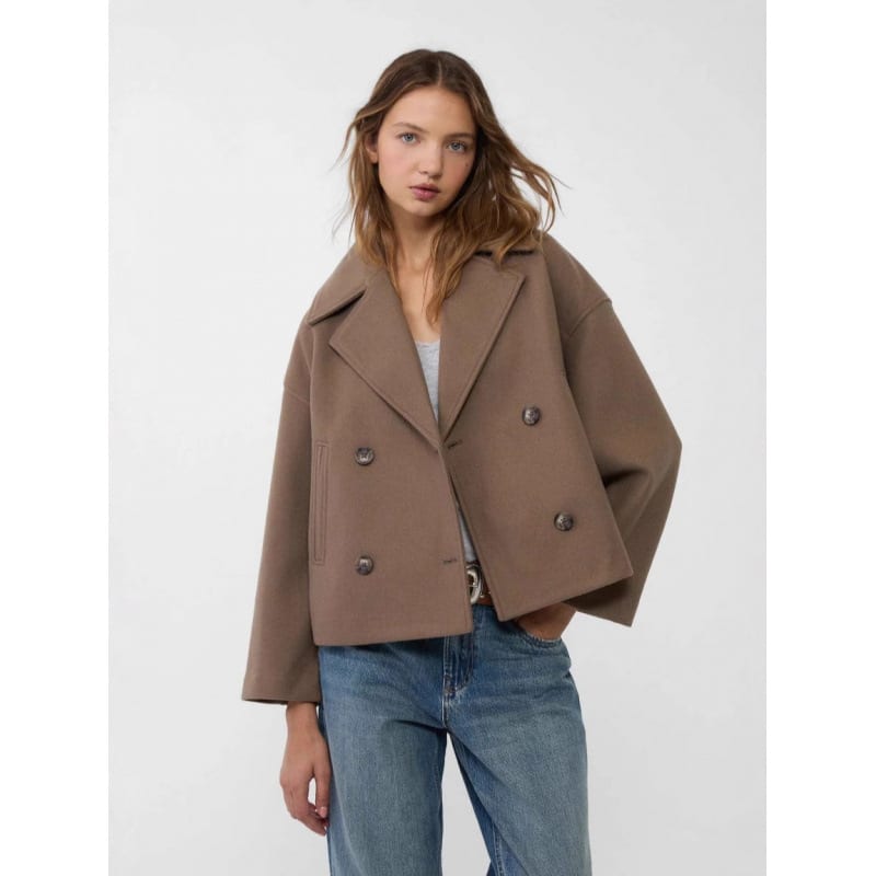 Ins Double-breasted Lapel Blazer Jacket Fashion Loose Woolen Short Coat Elegant Commuting Women's Clothing view 13