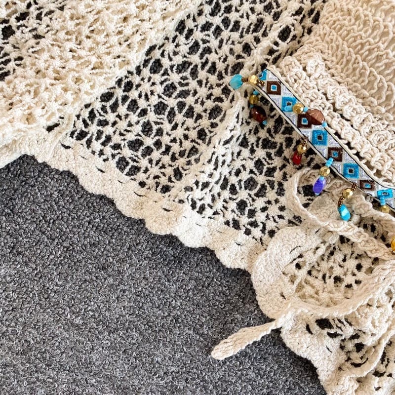 Cardigan Jacket High Waist Crocheted Shorts Beach Holiday Hot Spring Casual Suit view 7