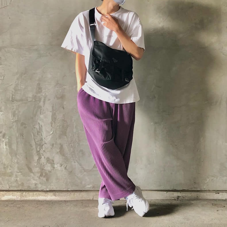 Draping Effect Straight Loose Wide Leg Casual Trousers view 4