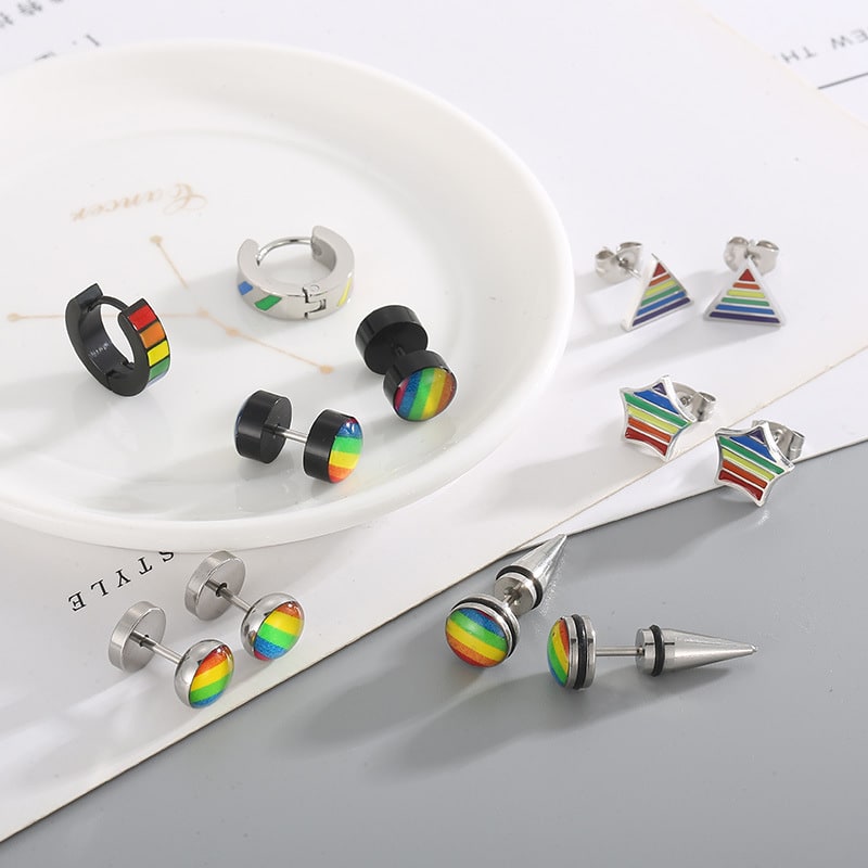Stainless Steel Fashion Creative Rainbow Geometric Earrings view 8