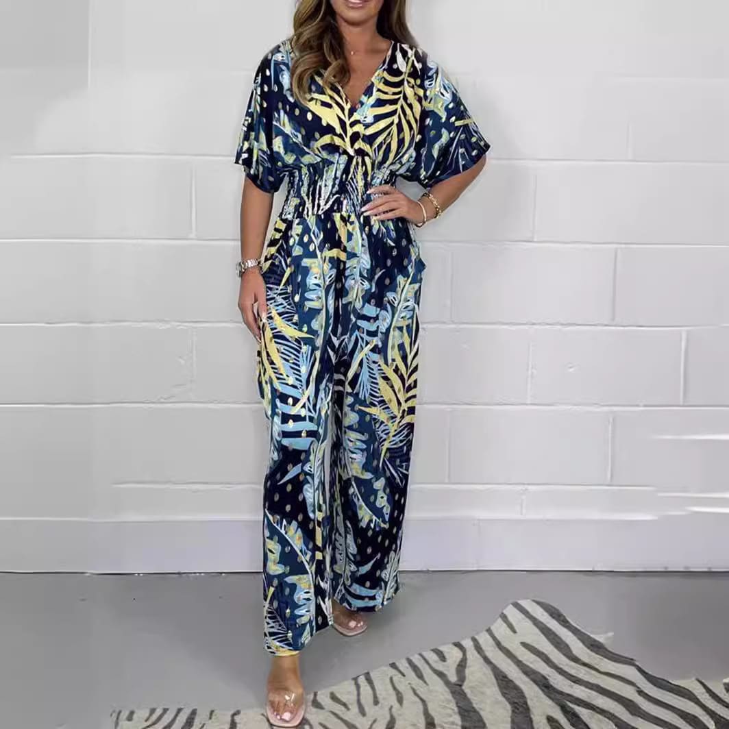 Women's Print Holiday Loose Wide Leg Jumpsuit view 10