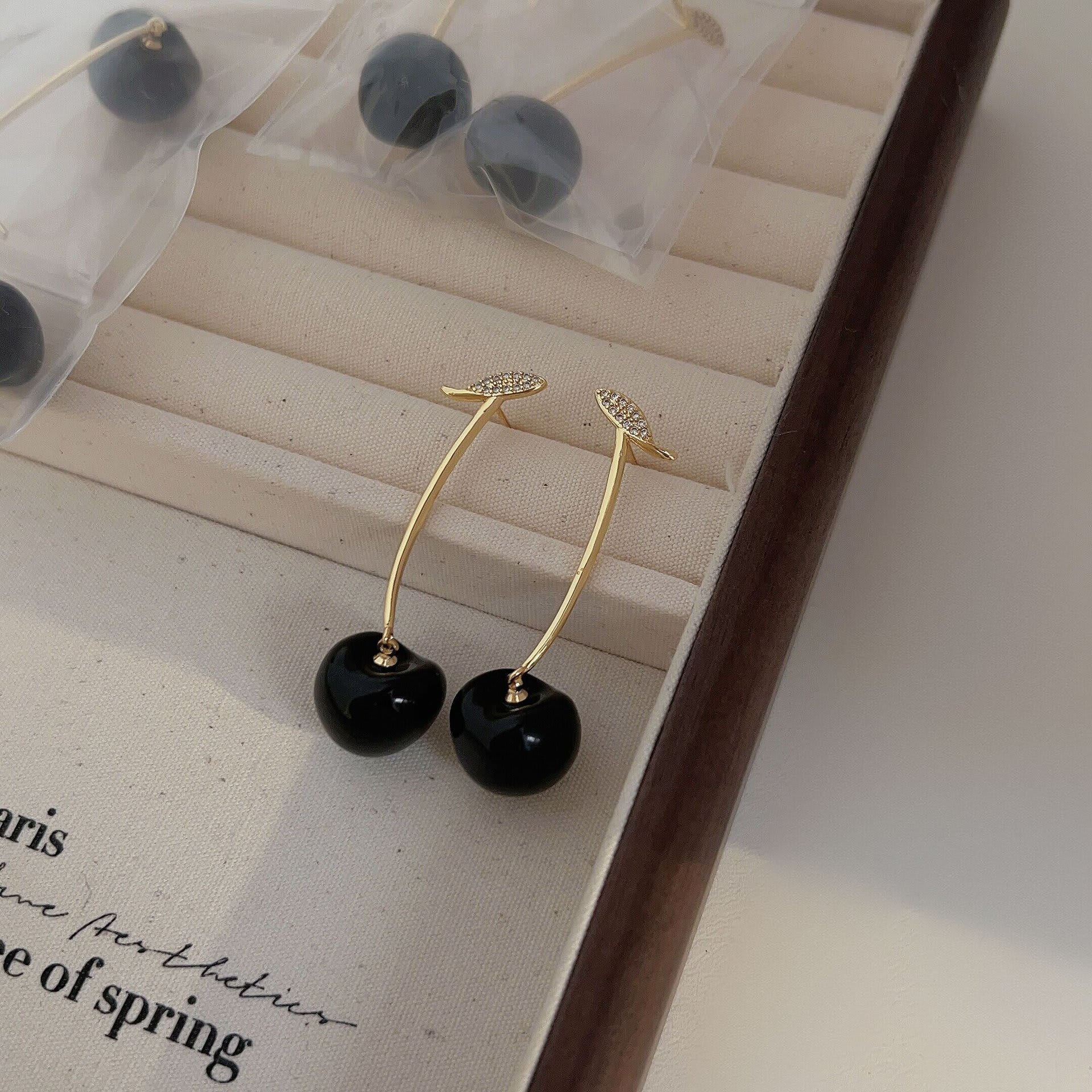 Sweet Black Red Cherry Cherry Earrings view 6