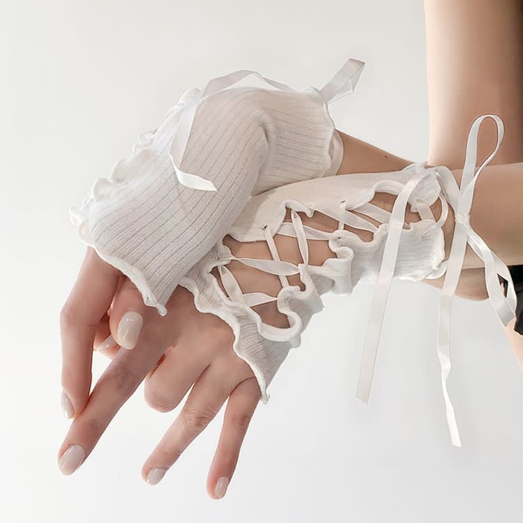 Lace-up Oversleeves Jk Girl Open Finger Cos Gloves view 4