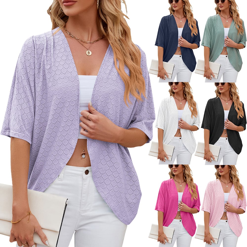Half Sleeves Cardigan Knitted Cardigan Coat Office Cardigan view 4