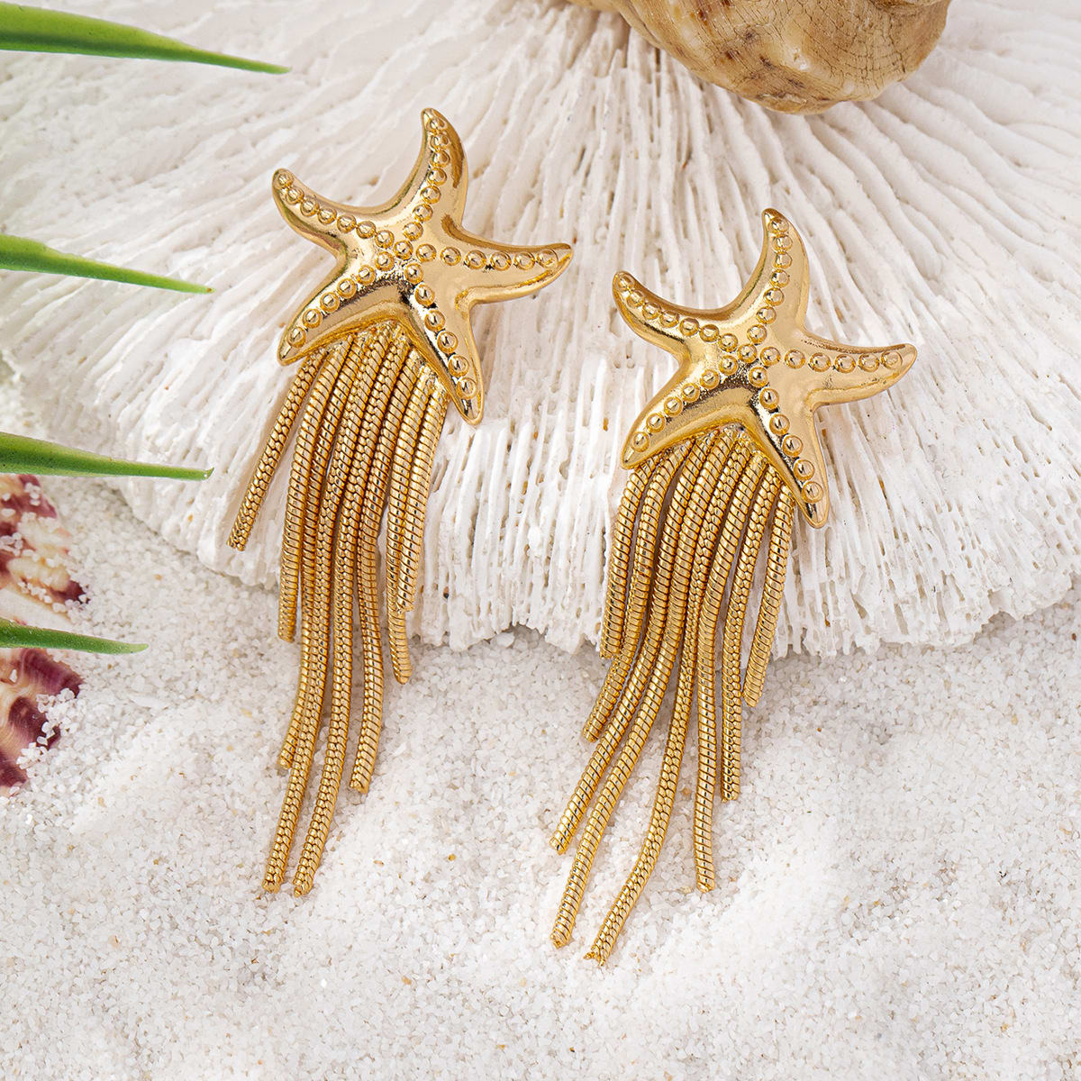 Creative Personality Holiday Ocean Style Starfish Tassel Earrings view 3