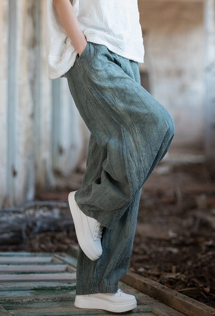 Tie-dyed Old Padded Fleece Trousers Winter Cotton And Linen Women's New view 5
