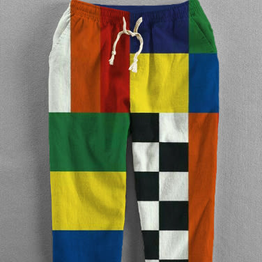 Men's Loose Casual Straight-leg 3D Printed High Waist Wide Leg Pants view 9