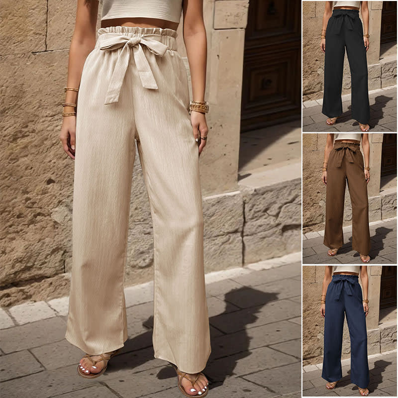 Tied Lotus Leaf Elastic Trousers view 17