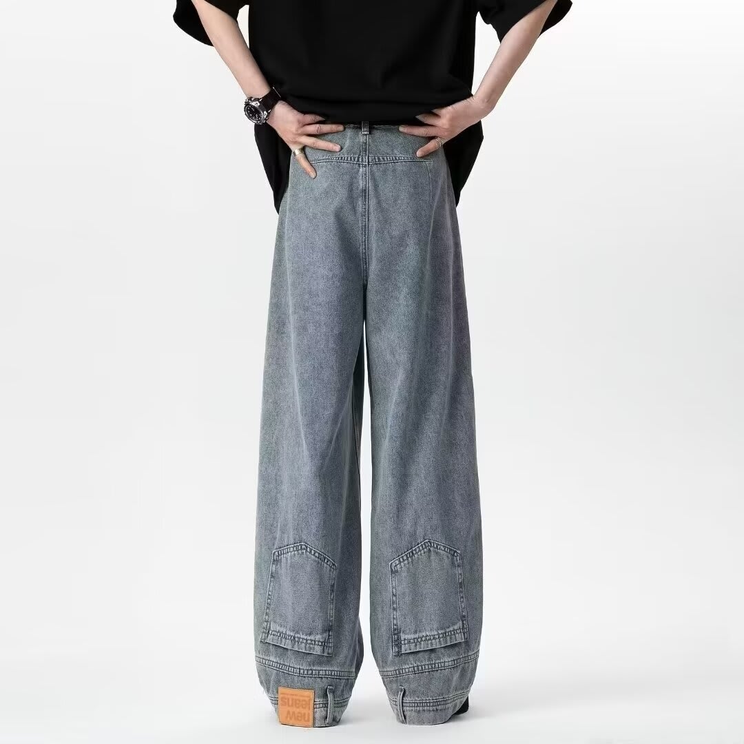 Waist Of Trousers Flip-down Wide Leg Straight Jeans view 5