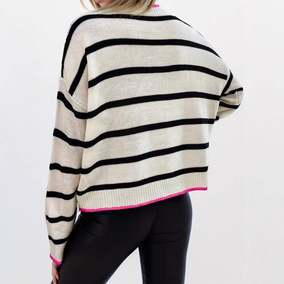 Pullover Sweaters Striped Contrast Color Knitwear view 2