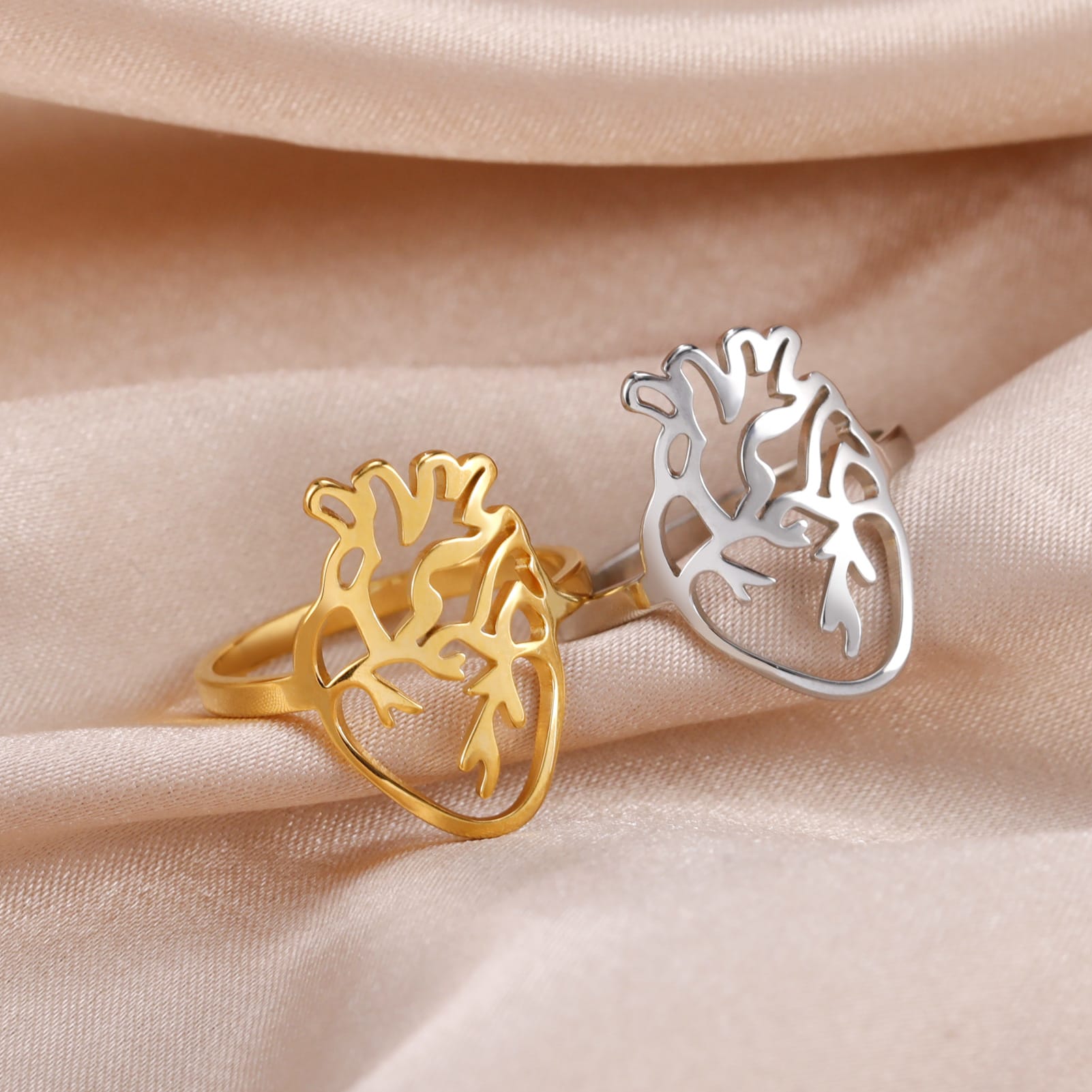 Cut Titanium Steel Hollow-out Brain-shaped Ring view 2