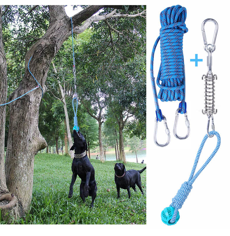 Outdoor Funny Dog Toy Stainless Steel Spring Suspension Cotton String Households Outdoor Toy Training view 10