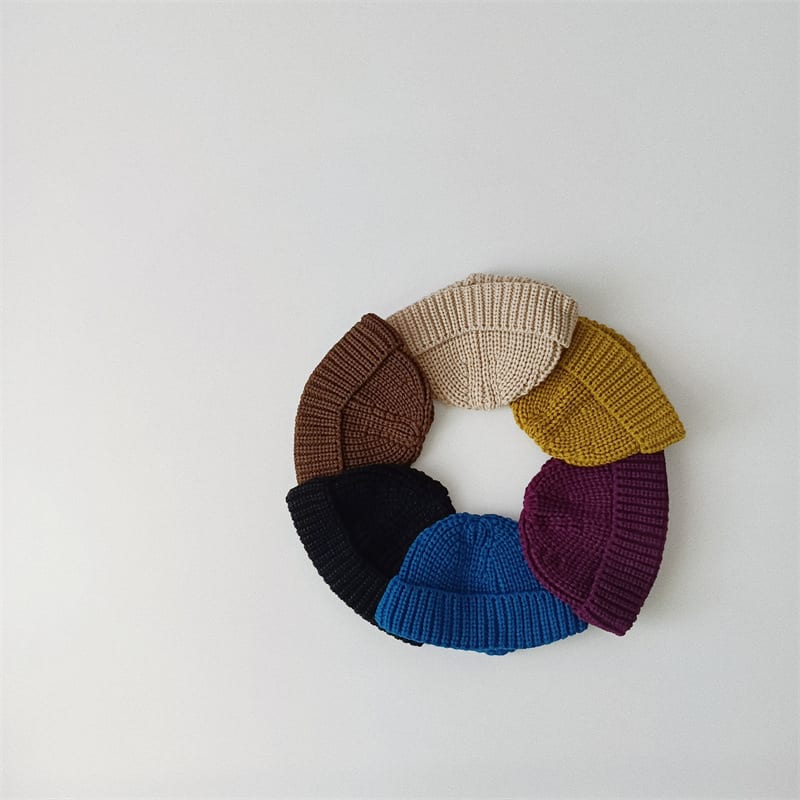 Solid Color Curling Baby Knitted Sleeve Cap view 11