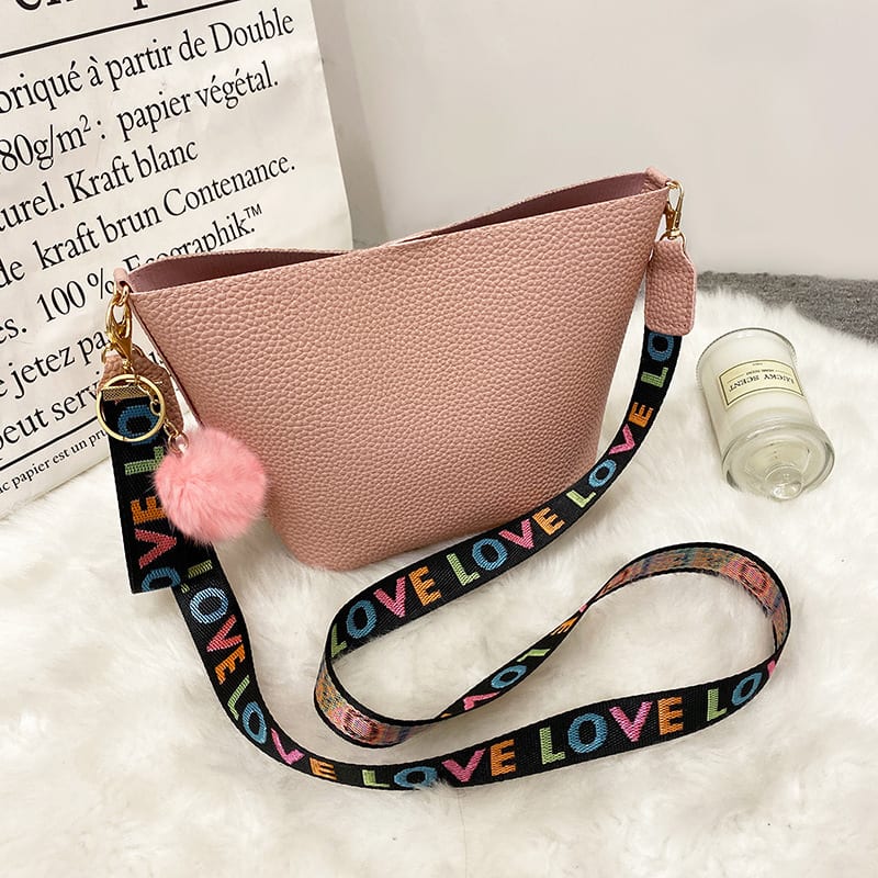 Printing Shoulder Girdle Women's Bucket Bag Lychee Pattern view 5