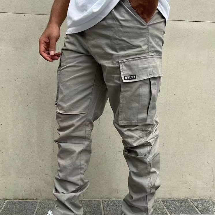 Men's Overalls European And American Independent Station Foreign Trade Drawstring Multi-pocket Casual Trousers view 9