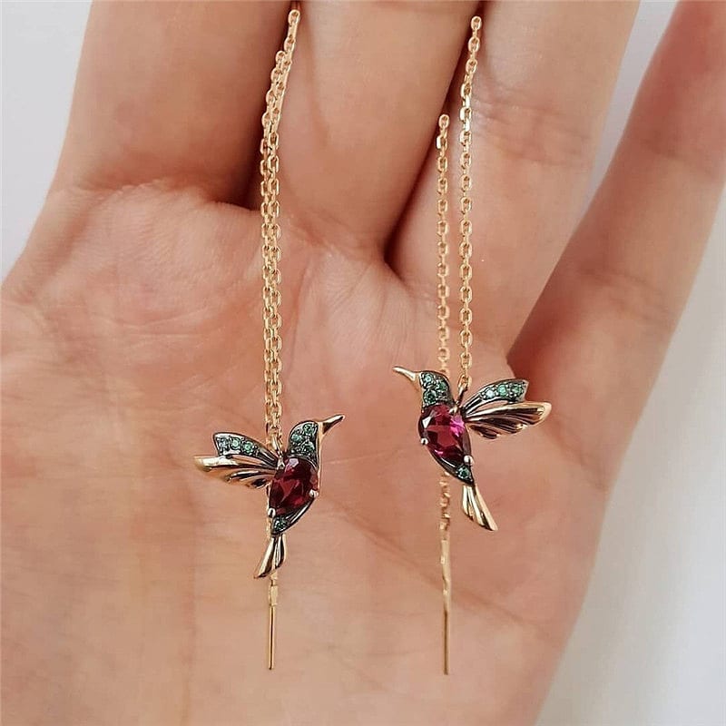 Fashion Jewelry New Unique Little Bird Drop Long Hanging Hummingbird Earrings For Women Elegant Girl Tassel Crystal Pendant Earring Jewelry view 3