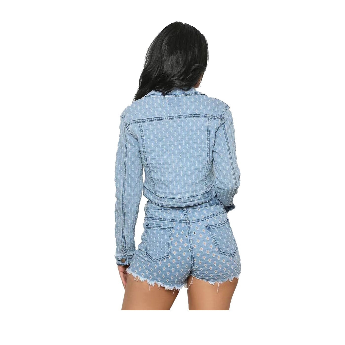 New Women's Clothing Leisure Ripped Denim Shorts Suit view 3