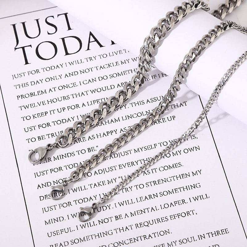 Stainless Steel Necklace Six-sided Grinding Cuban Link Chain Personality Simple Sweater Chain view 4