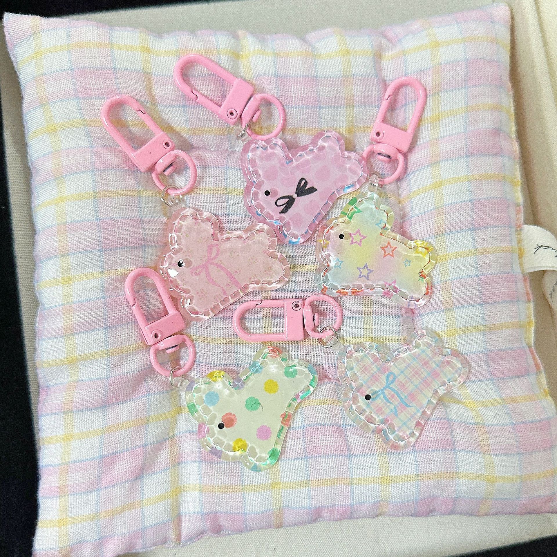 Transparent Five Rabbit Keychain Ins Sweet Girl