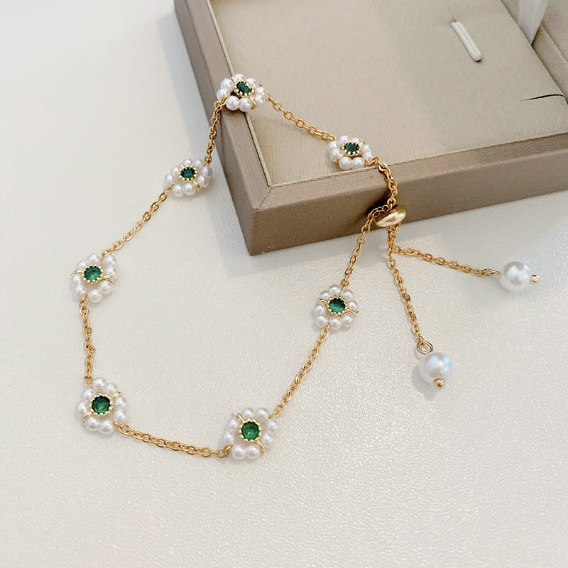 Pearl Flowers Bracelet All-match Fashion Adjustable Chain Bracelet view 4