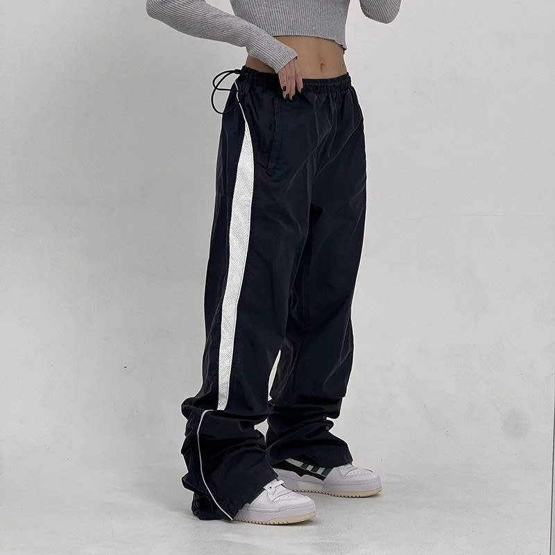 American Street Style Stitching Lightweight Woven Pants Low Waist Loose Casual Pants view 10
