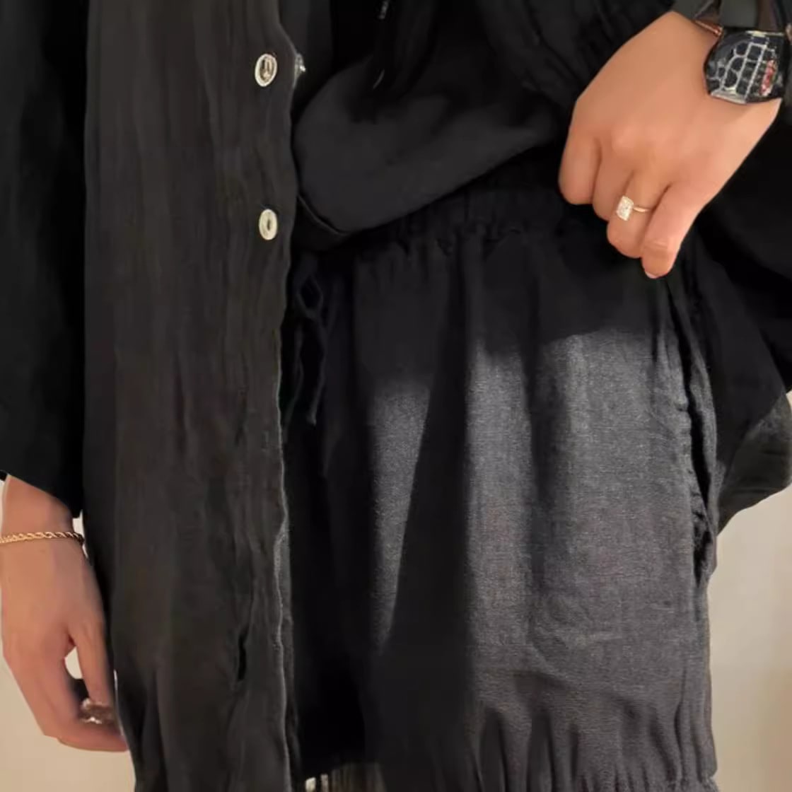 Casual Polyester Pocket Shirt Pants Suitable For Women's Wide Leg Pants, Long Sleeved Shirt Set, Women's Loose High Street Two-piece Set view 24