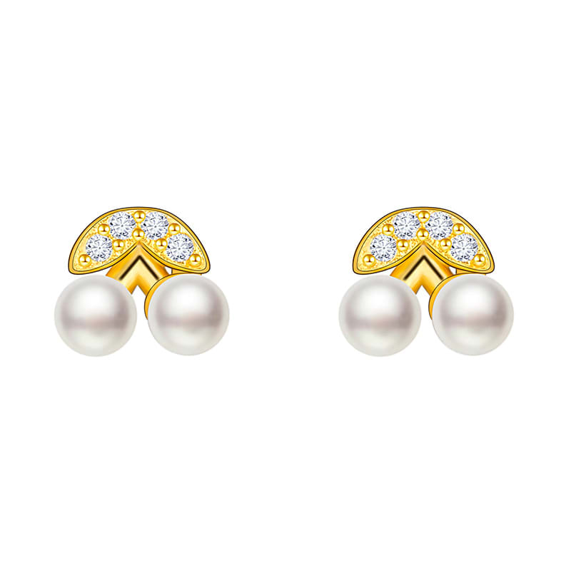 Small And Exquisite Cherry Earrings Women's Imitation Pearl view 4