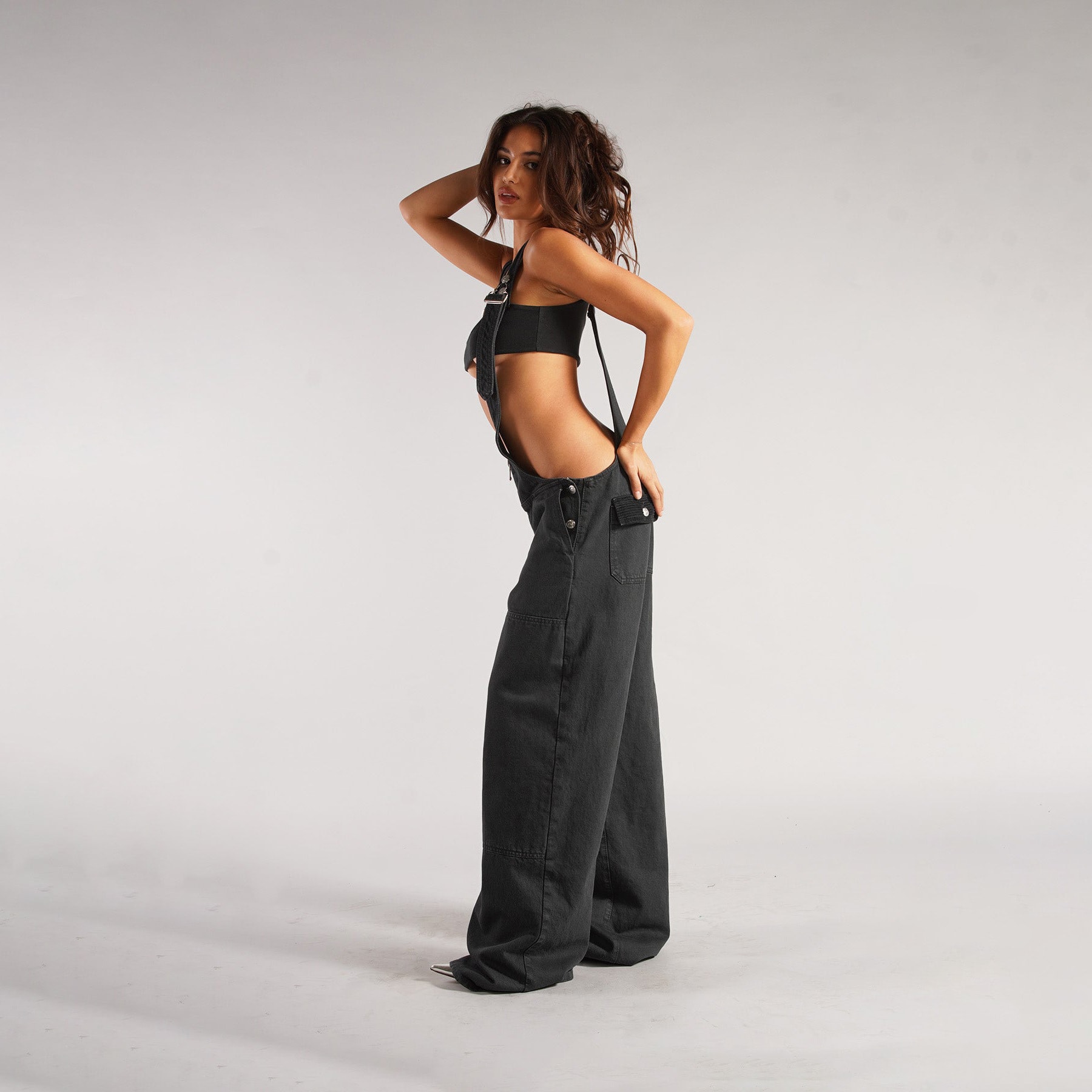 Y2K Zipper Denim Overalls With Pockets Fashion Loose Suspender Jumpsuit Streetwear Jeans Pants Womens Clothing view 10