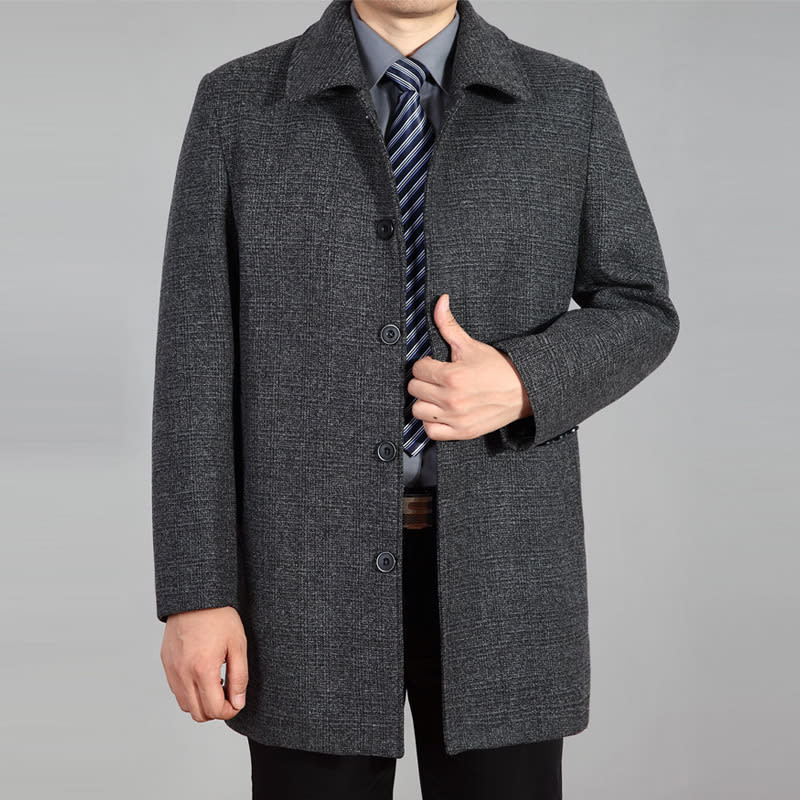 Middle-aged And Elderly Men's Woolen Coat Mid-length view 4
