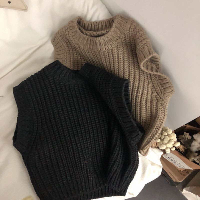 Children's Thick Stripe Thickened Wool Vest Pullover Sweater For Boys And Girls view 8