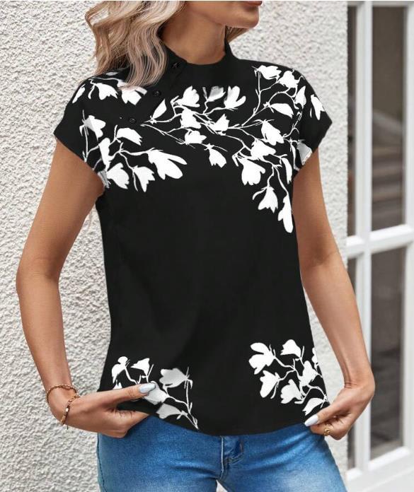 Casual Stand Collar Short Sleeve Regular Pullover Digital Printing view 2