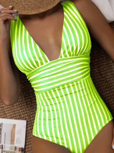 Striped One-piece Bikini Women's Swimsuit view 4