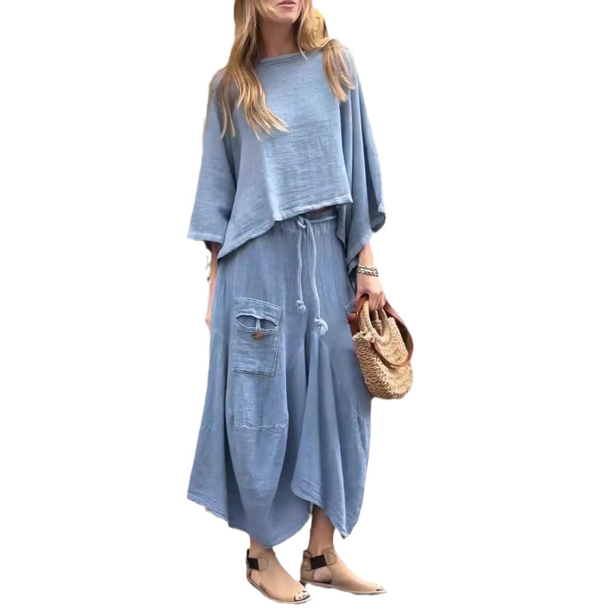 Loose-fitting Skirt Suit Fashion Solid Color Pullover Long-sleeved Top And Long Skirt Two-piece Set view 6