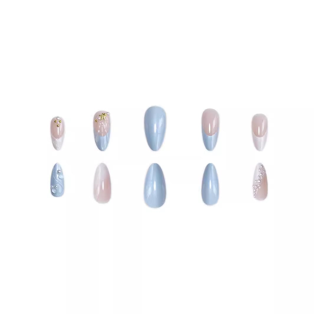 Fashion Ocean Series Almond Nail 3D Pearl Gold XINGX Wear Nail view 1