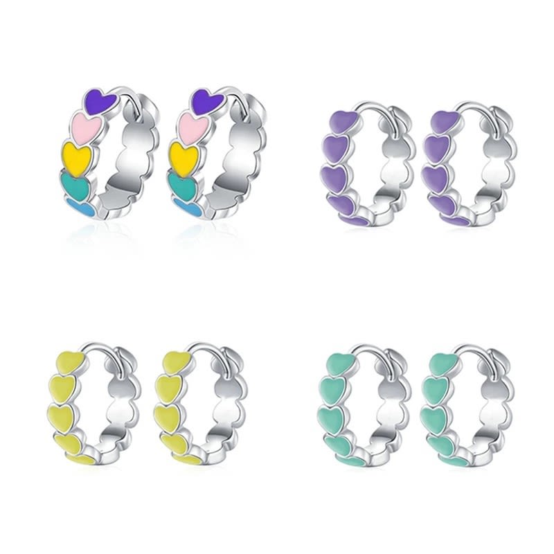 Epoxy Rainbow Love Ear Clip Compact