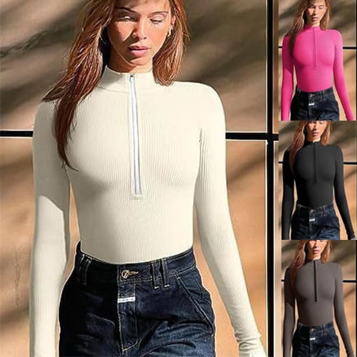 Fashion Long Sleeve Zipper Jumpsuit Seamless Slimming Shapewear For Women Romper view 12