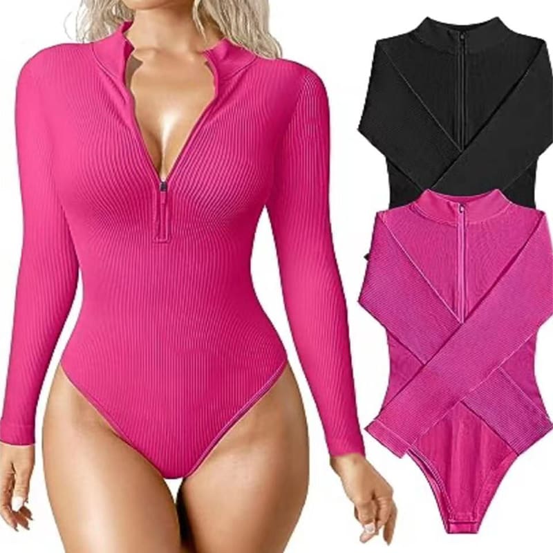 Fashion Long Sleeve Zipper Jumpsuit Seamless Slimming Shapewear For Women Romper view 18