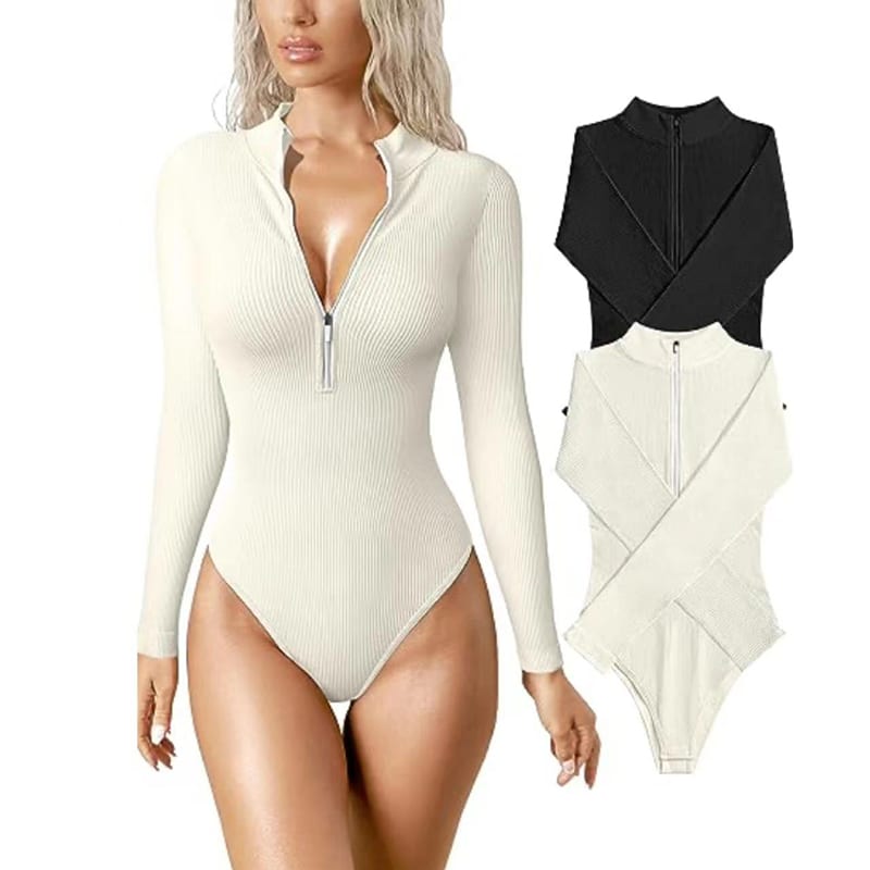 Fashion Long Sleeve Zipper Jumpsuit Seamless Slimming Shapewear For Women Romper view 11
