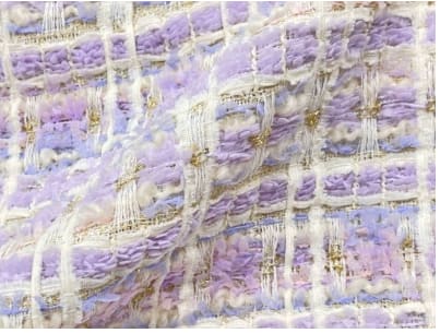 Imported Weaving High-end Light Purple Wool Tweed Soft Fragrant Fabric Small Fragrant view 3
